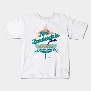 Fort Lauderdale  Exploding Retro Vintage Sunset Kids T-Shirt